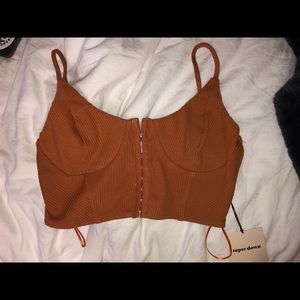 burnt orange bustier crop top
